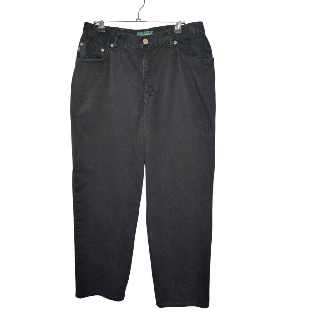 Lauren Ralph Lauren Black Soft Cotton Straight Crop High Rise Jeans 12 (30x26)
